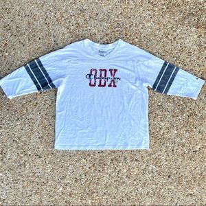 Champion OBX Outer Banks Distressed 3/4 Sleeve White Jersey Size L